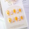 JL0677-Effortless French Elegance: 3D Floral Almond Press-On Nails (Reusable & Waterproof) ​​Ditch Salon Damage. Rediscover Joy in 90-Second Luxury.​