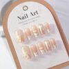 JL0681-Chic French Ballet Press-Ons with 3D Bows & Cat-Eye Shine | Reusable Salon Nails at Home