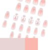 JP3606-Blush Whisper Ballet Nails: Reusable Cat-Eye French with 3D Bows | Waterproof Sweet Luxury