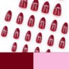 JP3639❤️ ​​​​ Valentine Armor Nails: Red French Tips with Silk Bows - Reusable Waterproof Kiss Resistant  💋 ​​ Your Secret Weapon Against Awkward Gifts & Dull Parties: 5-Minute Holiday Confidence Upgrade
