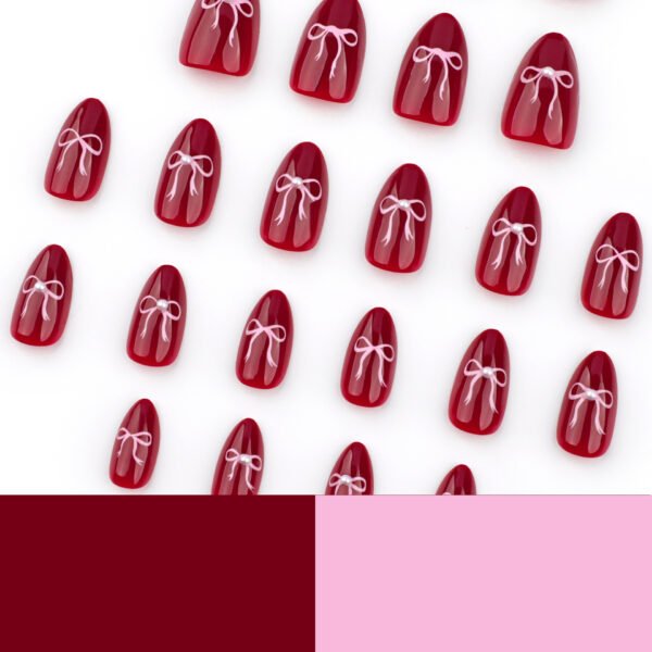 O1CN01ZluGSc2NGHvoRTsT3_!!4234819935-0-cib JP3639❤️ Valentine Armor Nails: Red French Tips with Silk Bows - Reusable Waterproof Kiss Resistant 💋 Your Secret Weapon Against Awkward Gifts & Dull Parties: 5-Minute Holiday Confidence Upgrade