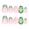 JP3837-Crisp Green French Press On Nails | Summer's Little Fresh Edit Reusable Short Round Mani in 60 Seconds – Pool-Proof Joy