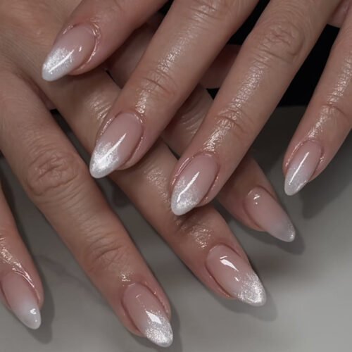 JP3864-​Effortless French Ombré Almond Nails | Waterproof Reusable Press-Ons | Salon Luxury Without the Wait​