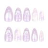 JP3886-Luxury French Manicure Press Ons | Reusable 3D Swan & Bow Designs (Short Almond)