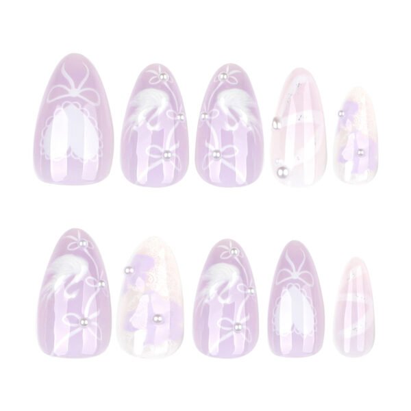 O1CN01aFl50D2NGHysWmCek_!!4234819935-0-cib JP3886-Luxury French Manicure Press Ons | Reusable 3D Swan & Bow Designs (Short Almond)