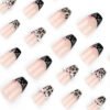 JP3595-​​Rebel French Tips: Ballet-Length Press-Ons with Leopard Spark & Salon-Free Swagger​