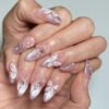 JP3621-Nebula Almond Press Ons | Purple Cat Eye French + Diamond Chains ✦ 3D Celestial Nails (Reusable Waterproof)​​ ​​Subtitle:​​ Salon-Worthy Cosmic Manicure in 8 Minutes ✨ Galaxy Glam That Survives Tears & Champagne  (Hero Image: Moody purple gradient nails catching light, diamond chains glinting against dark velvet)