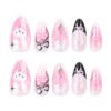 JP3751-Secret Garden Almond Nails: Reusable Press-Ons with Gentle Tulips & Bunny Charm
