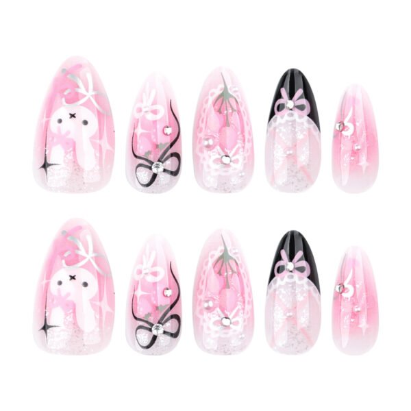 O1CN01araNLD2NGHxlqBnon_!!4234819935-0-cib JP3751-Secret Garden Almond Nails: Reusable Press-Ons with Gentle Tulips & Bunny Charm
