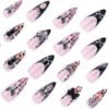 JP3611-Reusable Gothic French Press On Nails: Y2K Spiders, 3D Bows & Leopard Glam – Revolutionize Your Nail Game (Perfect for Expressing Your Dark Glam Mood!)