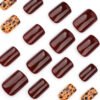 JP3603-Maillard Fall Press On Nails: Burgundy, Leopard & Square French Tips - Reusable Luxury ​​Embrace Autumn’s Edge: Salon-Worthy Style in Minutes, Not Hours.​