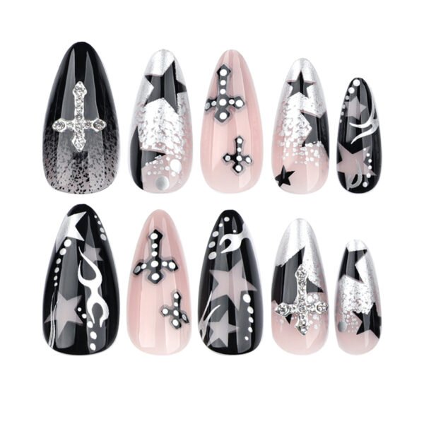 O1CN01bh2trB2NGHuWS3UdH_!!4234819935-0-cib JP3529⚔️ Hellhound Nails: Rebel Almond French Tips with 3D Stars & Crosses (Salon-Slayer) - Waterproof Reusable 🖤 Arm Your Fingertips: 90-Second Concert-Ready Badassery That Outlasts Mosh Pits & Judgmental Relatives