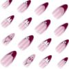 JP3733-Scarlet Sweetheart French Nails 🍒 Kissed by Diamonds & Velvet Bows​​ Survives 3am espresso spills & pool parties. Reusable ’til Christmas.