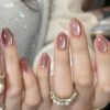 JP3880-Spark & Sophistication: Cat Eye Short Round Press-Ons | Salon Shine, Zero Commitment ​​90-Second Magic: Rebel Luxe for the Discerning Woman​
