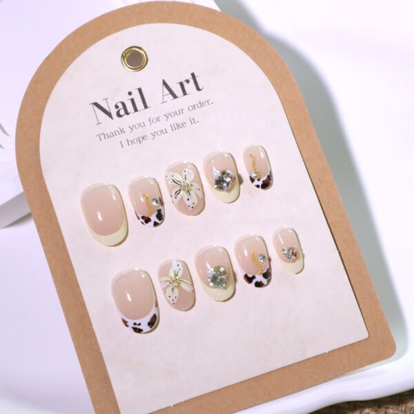 JL0688-Salon-Quality French Ombre Nails Without the Chair Time: Short & Sweet 3D Floral Magic (Reusable & Waterproof)
