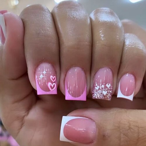 JP3750-Fuchsia Glow French Toes: Salon Sparkle Without the Wait (Reusable & Waterproof!) ​​Step Into Daring Elegance - Poolside Perfection in 15 Minutes​