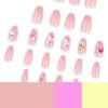 JP3619-Dewdrop Ballet Nails? Kawaii French Tips with Pearls & Gems (Reusable & Waterproof)