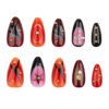 JP3563-Badass French Tip Almond Press Ons: Edgy 3D Roses, Gems & Cross Charms ​​Rebellious Salon-Grade Nails in Minutes - Reusable & Waterproof​