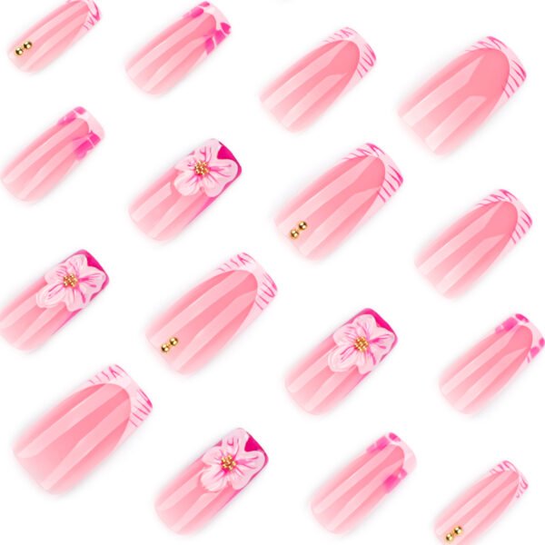 O1CN01c5u4kA2NGHyZGd8RB_!!4234819935-0-cib JP3894-French Pink Zebra Nails | Medium-Length Square Press-Ons with 3D Florals