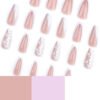 JP3686-Minimalist Edge French Tips: Reusable Snake Print Nails ✨ (Salon Chic, Zero Damage)