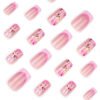 JP3966-Playful Clash French Press On Nails | Reusable Floral Statement Salon-Worthy Square Style - Waterproof & Drama-Free