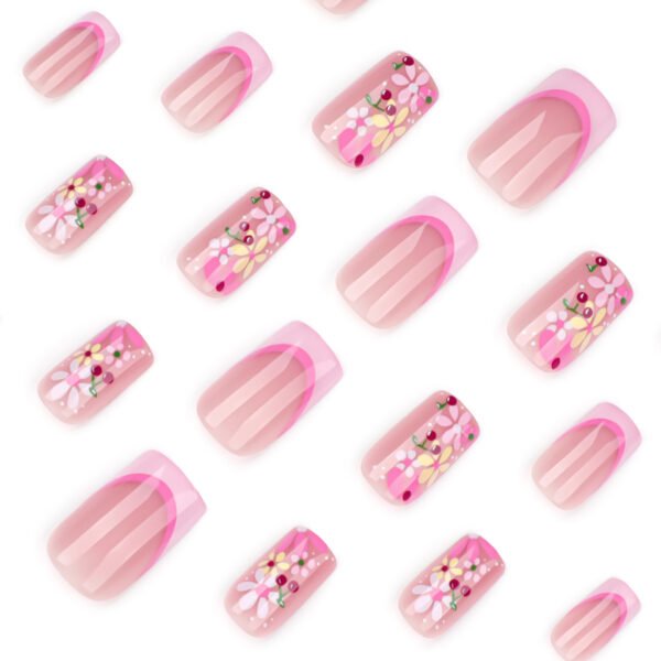 O1CN01cNgT0s2NGHyI67Xak_!!4234819935-0-cib JP3966-Playful Clash French Press On Nails | Reusable Floral Statement Salon-Worthy Square Style - Waterproof & Drama-Free