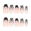 JP3595-​​Rebel French Tips: Ballet-Length Press-Ons with Leopard Spark & Salon-Free Swagger​