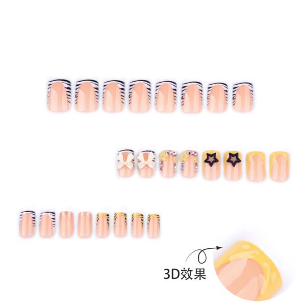 JP3656-Zebra French Press-On Nails | Reusable Animal Print Square Tips (Mid-Length)