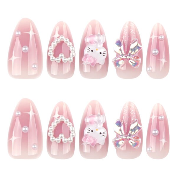 O1CN01cnKbTM2NGHz8Xegll_!!4234819935-0-cib JP4006-Blushing Almond Dreams: J-Beauty French Press-Ons with Bows & Hearts Cruelty-Free • Waterproof • Hypoallergenic