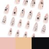 JP3748-Galaxy Rebel Almond Press-Ons: Reusable Black Star Nails with Diamond Glitter | Waterproof + Lightning-Fast