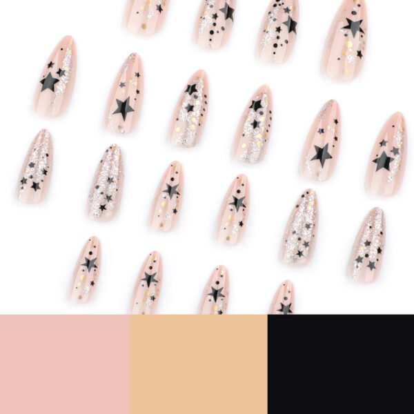O1CN01d5JsGY2NGHwri7t37_!!4234819935-0-cib JP3748-Galaxy Rebel Almond Press-Ons: Reusable Black Star Nails with Diamond Glitter | Waterproof + Lightning-Fast