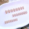 JL0670-Moonbeam Ballet Press On Nails | 3D Pearlescent Blossoms Reusable Short Almond Radiance – Waterproof Temptation