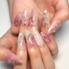 JP3403-✨ ​​Monet’s Garden at Your Fingertips: Reusable Pink Ombré Almond Nails w/ 3D Roses​​ Salon-Grade Impressionist Art — Zero Dry Time, Zero Regrets
