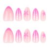 JP3946-Sweet French Press On Nails | Rose Pink Almond Shorties w/ Star Accents Reusable Salon Glam in 10 Seconds - Waterproof & Damage-Free
