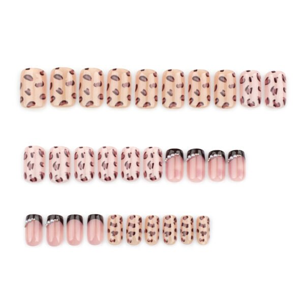 GN041-Autumn Chic French Leopard Press-Ons: 30-Piece Reusable Set with Rhinestones & Waterproof Wear