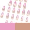 JP3494-Effortless Elegance: Reusable French Almond Nails w/ 3D Blossoms (Salon Look, Zero Commitment!)
