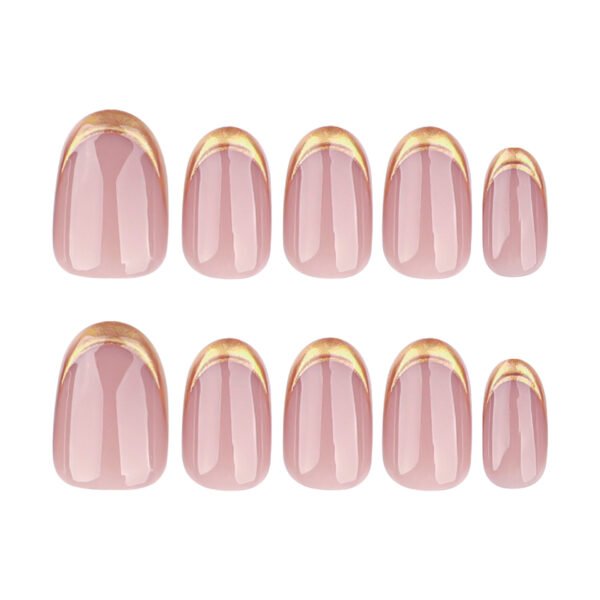 O1CN01eJmJ3T2NGHvV79jhs_!!4234819935-0-cib JP3550-Effortless Luxury Press On Nails: Short Rounded French Tips with Gold Foil & Edges Nail Salon Elegance in 5 Minutes: Reusable, Waterproof & Damage-Free
