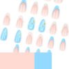 JP3440-Seashore Short Almond Nails | 3D Shells & Dew Drops French Manicure (Reusable Waterproof)​​ ​​Subtitle:​​ ✨ Instant Underwater Elegance ✨ – Salon 3D Art Without Salon Prices or Wait Times!  (Hero Image: Sunlit shot of nails w/ 3D shells/dewdrops beside blue tide pools + seashells)