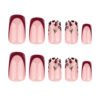 JP3670-Scarlet Snow French Press-Ons: Winter-Ready Leopard Nails with Cherry Glaze | Waterproof & Reusable