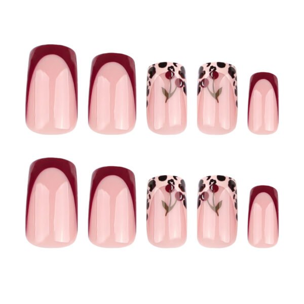 O1CN01eo8F352NGHw6Lnrik_!!4234819935-0-cib JP3670-Scarlet Snow French Press-Ons: Winter-Ready Leopard Nails with Cherry Glaze | Waterproof & Reusable