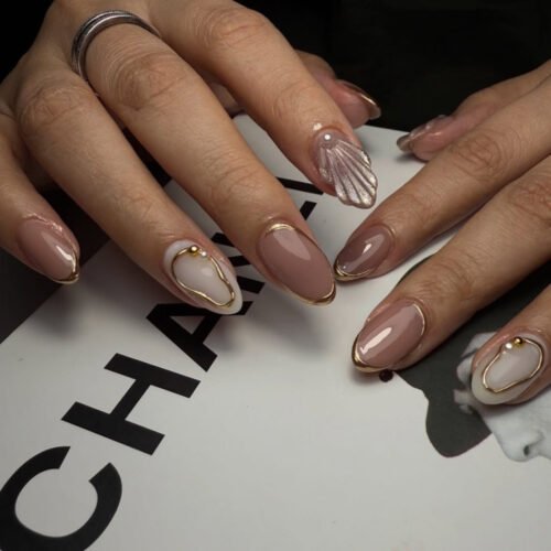 JP3787-Luxe French Cat Eye Press-Ons with 3D Shells | Reusable Salon Nails in Minutes​