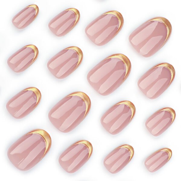 O1CN01f5xhN92NGHvSWMNtK_!!4234819935-0-cib JP3550-Effortless Luxury Press On Nails: Short Rounded French Tips with Gold Foil & Edges Nail Salon Elegance in 5 Minutes: Reusable, Waterproof & Damage-Free
