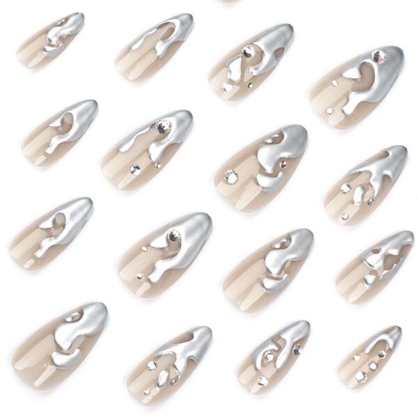 O1CN01fQeFwy2NGHtpbHDXA_!!4234819935-0-cib JP3427-French Almond Liquid Silver Press Ons | 3D Chrome Gel Drip & Crystal Fake Nails | Salon Alternative