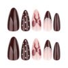 JP3741-Pearl Mermaid Ballet Press-Ons: Luxe Short Almond French Nails with Bows | Reusable & Waterproof