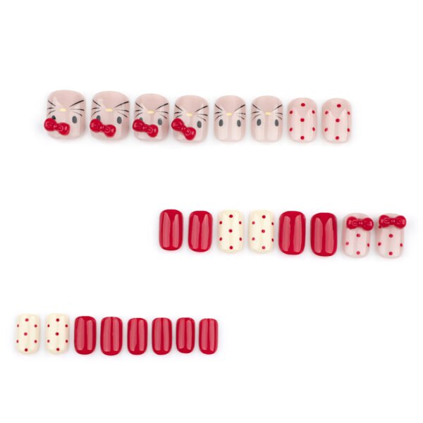 O1CN01fkGFlI2NGHvoNbKfq_!!4234819935-0-cib JP3597-Sweet Whiskers & Bows: Cozy French Press-Ons for Fall/Winter Autumn French Tip Press Ons | Cat Print Red Bows Reusable Nails