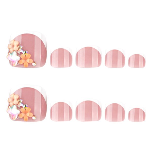 JP3799-Effortless Floral French Toe Nails | Instagram-Worthy Pedicure Press-Ons ​​Sandal-Ready Perfection in 90 Seconds: Your Secret to Viral Feet​