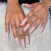 JP1083-🌸 Ballet Wave Pink Press-Ons: Minimalist French Perfection, Waterproof & Reusable​​ For Elegant Realists & Effortless Dreamers – Salon-Grade Waves in 90 Seconds