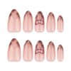 GN048-Winter French Tip Press On Nails | Leopard Pearl Almond Short (Reusable)