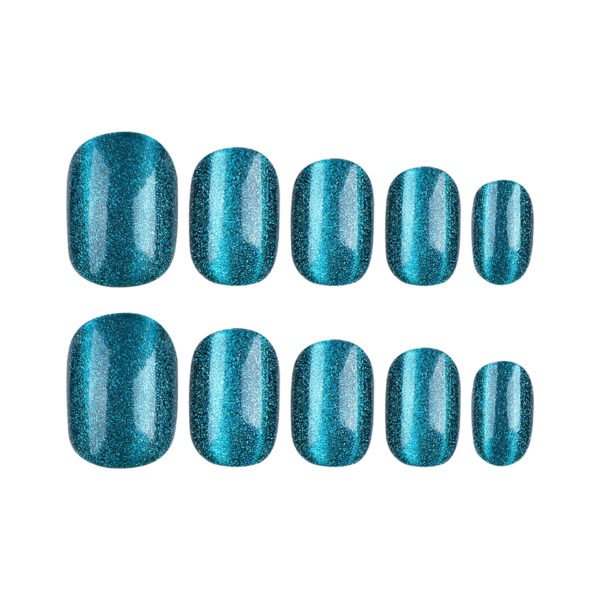 JP3236-💎 Vintage Gem Green French Toes: Mini-Luxe Cat Eye Drama ✨ (Reusable, Short & Secretly Rebellious)