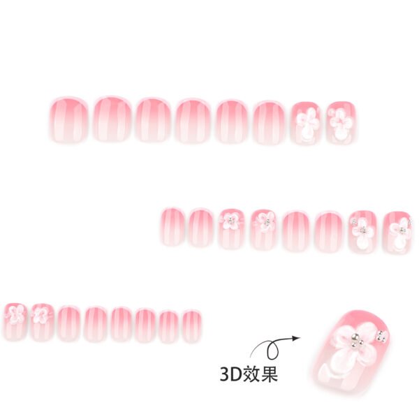JP3883-Summer Breeze French Press Ons | Blush Gradient & 3D Florals (Short Square)